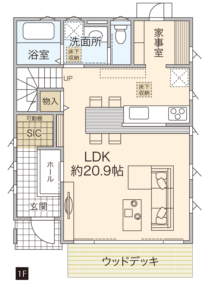 長沢モデルハウスの1階間取り図